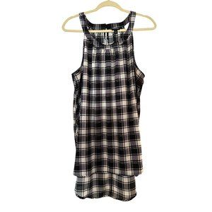 Torrid Womens Tank High Neck Dark Blue Green Gold Plaid Size 1